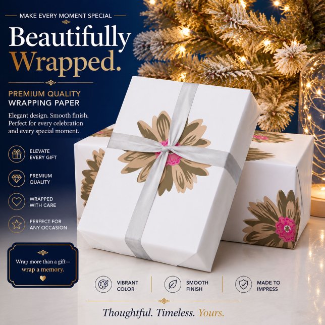 Papel de regalo de Navidad con flores personalizad (Subido por el creador)