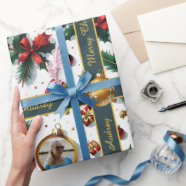 Papel de regalo de Navidad con foto y texto