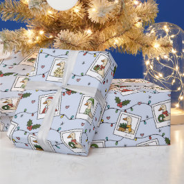 Papel de regalo de Navidad con gansos dibujados a