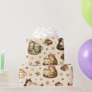 Papel de regalo de Navidad con gatitos adorables y