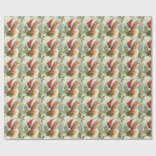 Papel de regalo de Navidad con gato atigrado naran