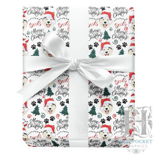 Papel de regalo de Navidad con Husky Siberiano