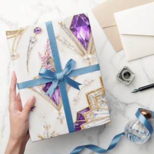 Papel de regalo de Navidad con joyas de amatista A