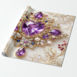 Papel de regalo de Navidad con joyas de amatista d