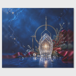 Papel de regalo de Navidad con joyas de zafiro de