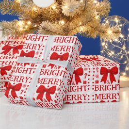 Papel de regalo de Navidad con lazo de gingham roj