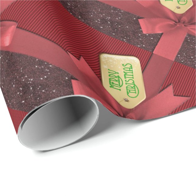 Papel de regalo de Navidad con lazo rojo (Esquina del rollo)