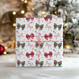 Papel de Regalo de Navidad con Lazos Rojos y Verde