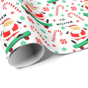 Papel de regalo de Navidad con monopatín