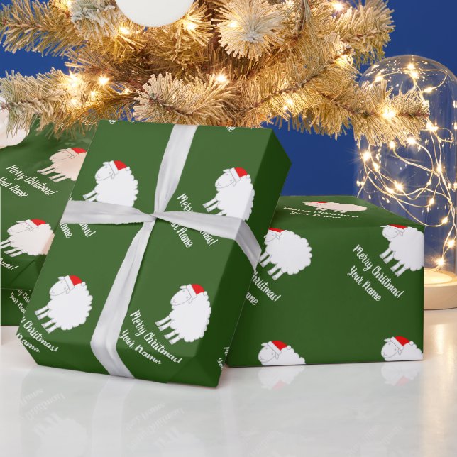 Papel de regalo de Navidad con ovejas lindas (Vacaciones)