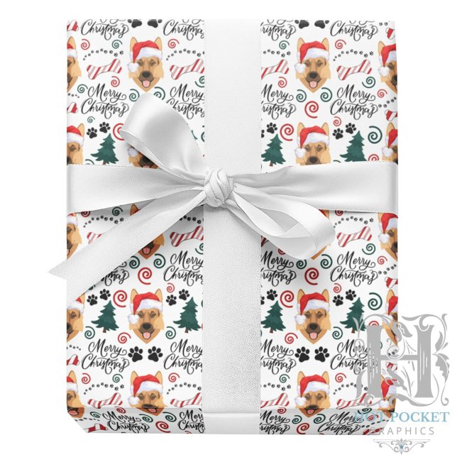 Papel de regalo de Navidad con Pastor Alemán (Subido por el creador)