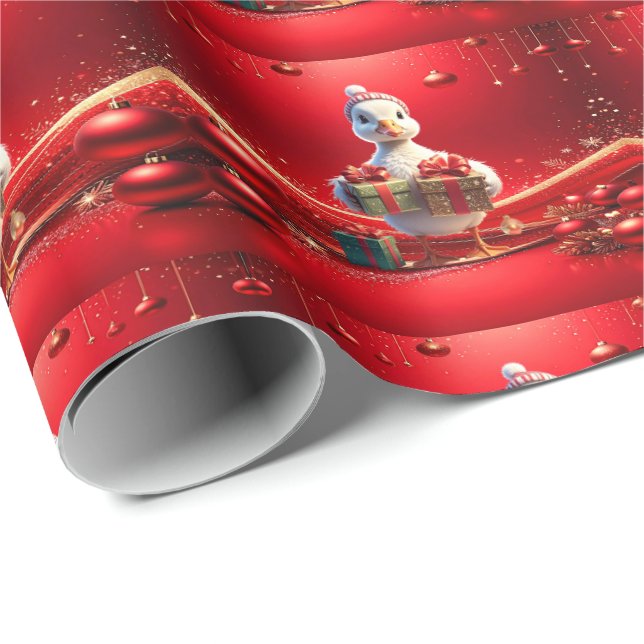 Papel de regalo de Navidad con pato adorable (Esquina del rollo)