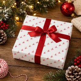 Papel de regalo de Navidad con patrón de bastón de
