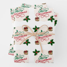 Papel de regalo de Navidad con patrón de Santa y c