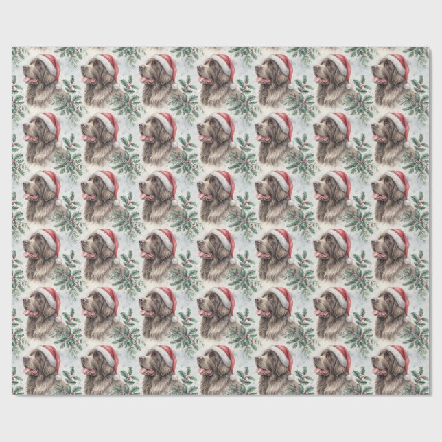 Papel de regalo de Navidad con perro Terranova (Superficie plana)