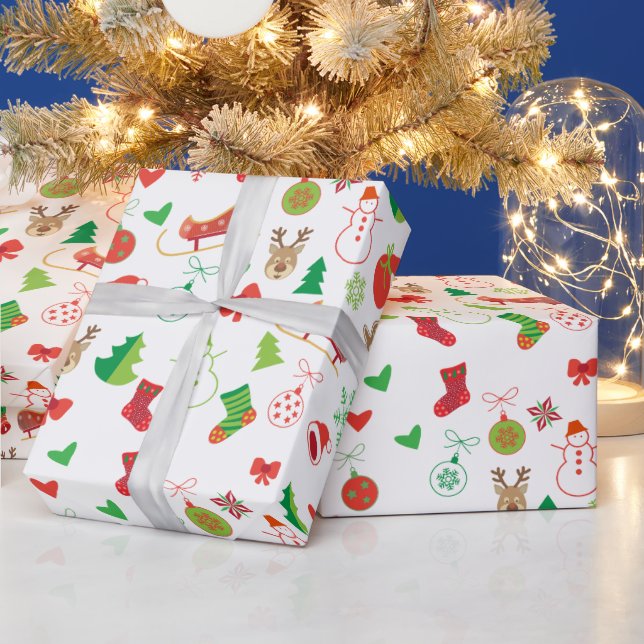 Papel de regalo de Navidad con personajes de Navid (Vacaciones)