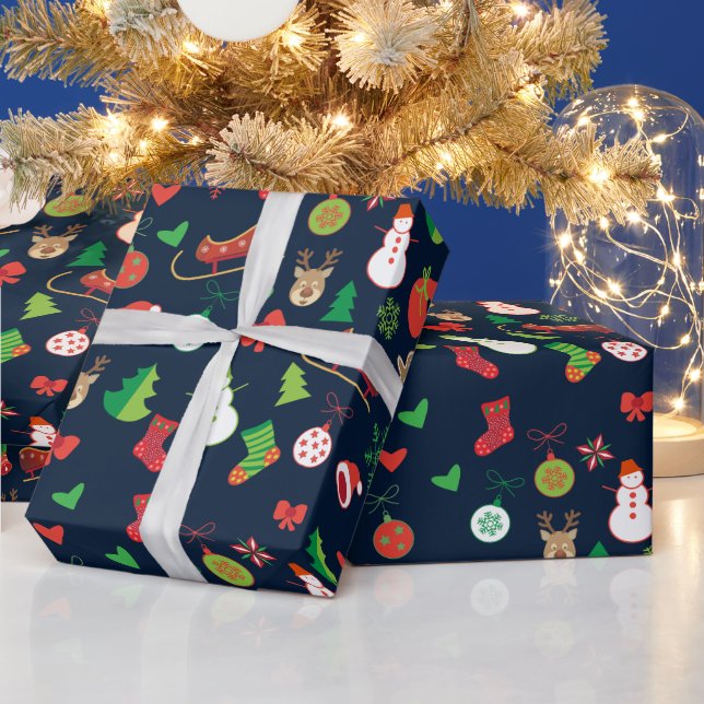 Papel de regalo de Navidad con personajes de Navid (Vacaciones)