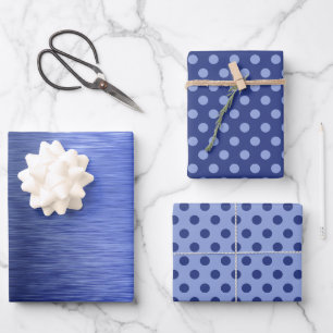 Papel de regalo de Navidad con punto azul metálico