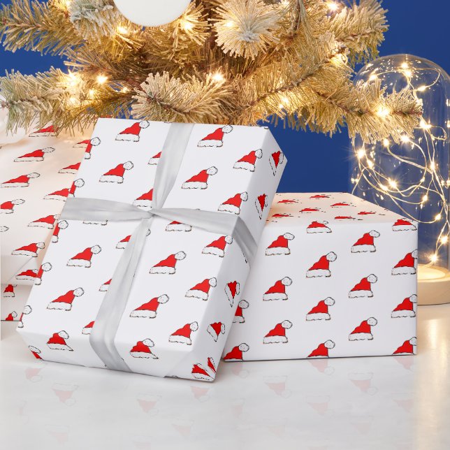 Papel de regalo de Navidad con sombrero de Santa (Vacaciones)