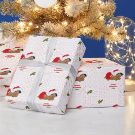 Papel de regalo de Navidad con sombrero de Santa r
