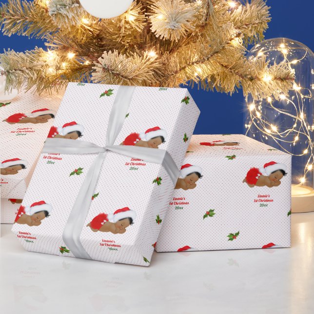 Papel de regalo de Navidad con sombrero de Santa r (Vacaciones)