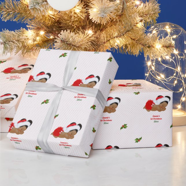 Papel de regalo de Navidad con sombrero de Santa r (Vacaciones)