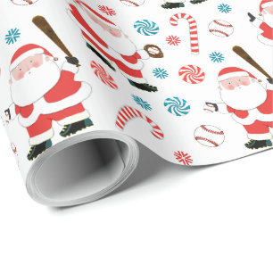Papel de regalo de Navidad con tema de béisbol