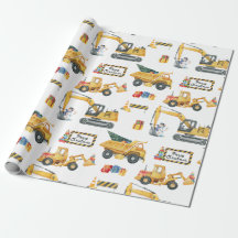Papel de regalo de Navidad con tema de construcció