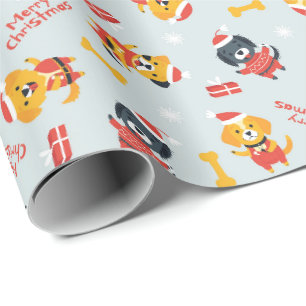 Papel de regalo de Navidad con tema de perro lindo