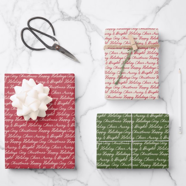 Papel de Regalo de Navidad con Texto de Fiesta (Anverso)