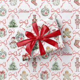 Papel de regalo de Navidad con toile rojo y lazo r