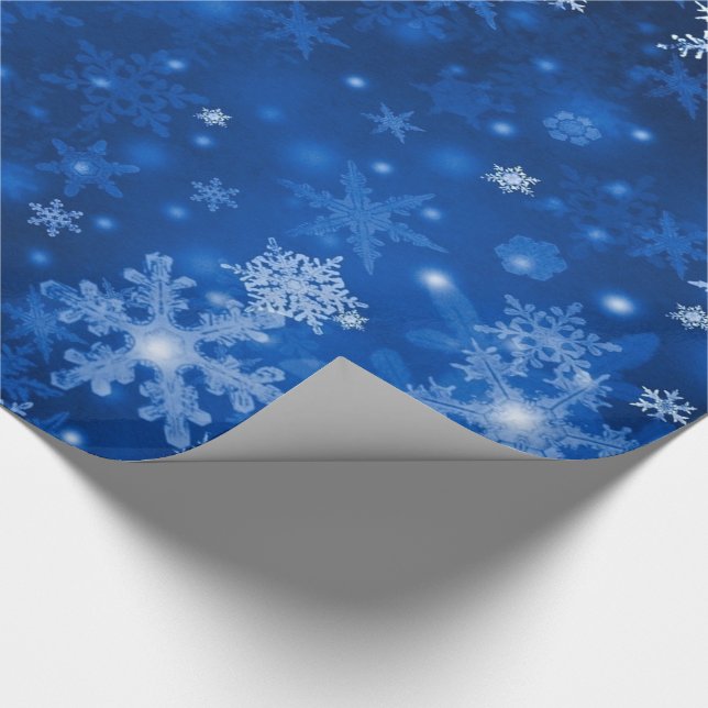 Papel de regalo de Navidad/Copos de nieve azules (Esquina)