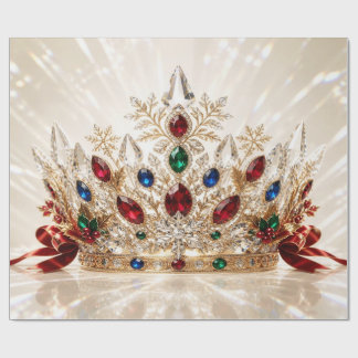 Papel de regalo de Navidad Corona de Joyas de Lujo