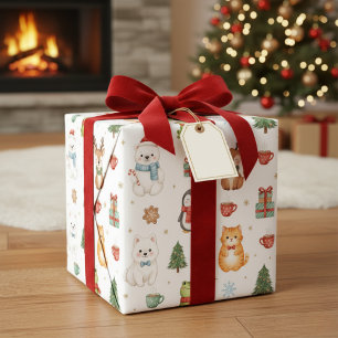 Papel de regalo de Navidad Criaturas Invernal Capr