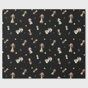 Papel de regalo de Navidad de ajedrez elegante en 
