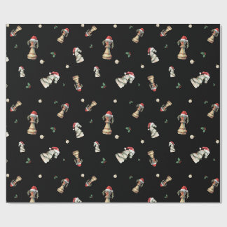 Papel de regalo de Navidad de ajedrez elegante en