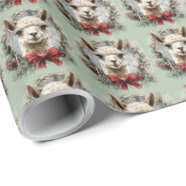 Papel de regalo de Navidad de Alpaca Verde