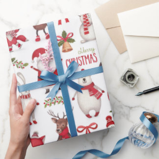 Papel de regalo de Navidad de Animales del Bosque