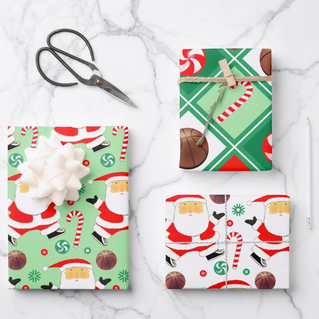 Papel de regalo de Navidad de baloncesto (Anverso)