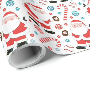 Papel de regalo de Navidad de béisbol