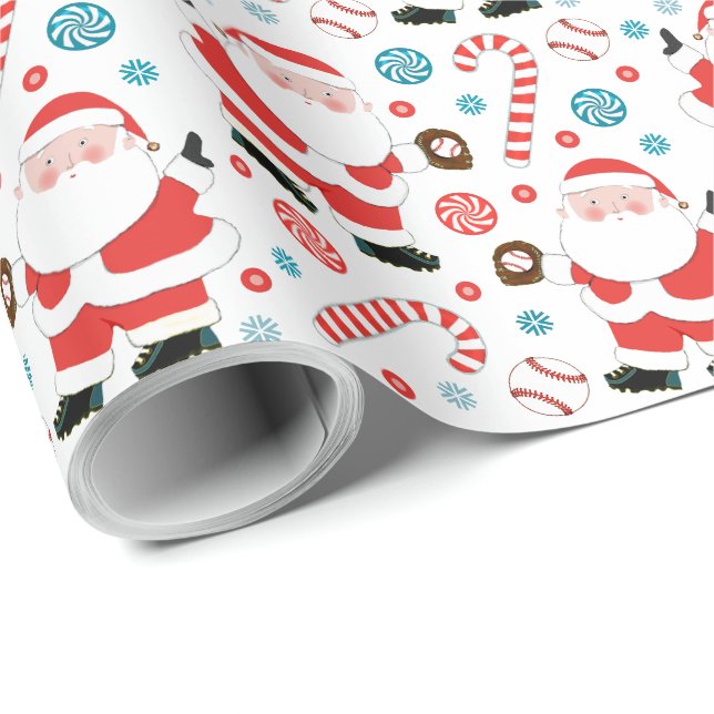 Papel de regalo de Navidad de béisbol (Esquina del rollo)