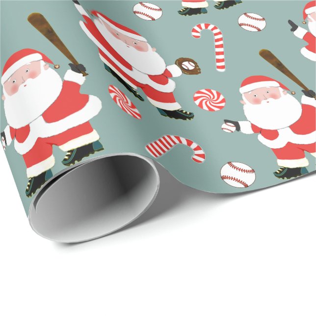 Papel de regalo de Navidad de béisbol (Esquina del rollo)