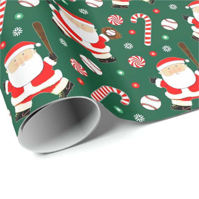 Papel de regalo de Navidad de béisbol (Esquina del rollo)