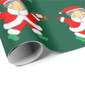 Papel de regalo de Navidad de béisbol para niñas