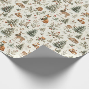 Papel de regalo de Navidad de bosque invernal