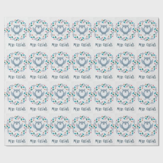 Papel de regalo de Navidad de búho caprichoso  (Superficie plana)