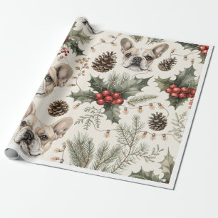 Papel de regalo de Navidad de Bulldog Francés Re