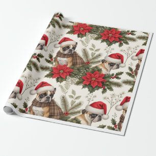 Papel de regalo de Navidad de Bulldog Francés Re