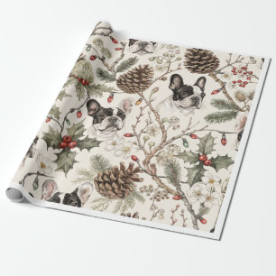 Papel de regalo de Navidad de Bulldog Francés Re