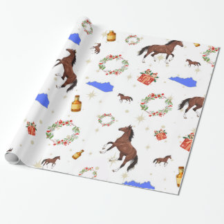 Papel de regalo de Navidad de caballo de Kentucky